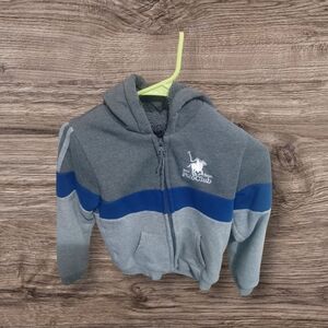 Kids Gray and Blue Zip-Up Hoodie